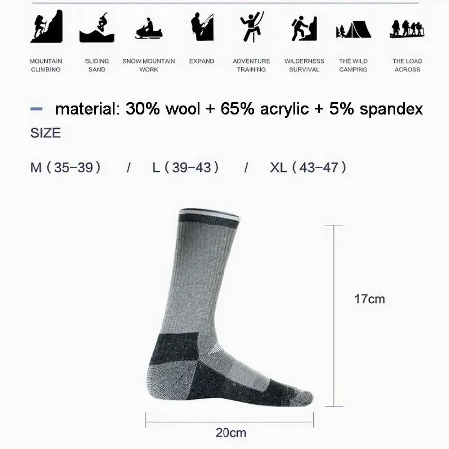 1 Pairs Merino Wool Thermal Winter Socks