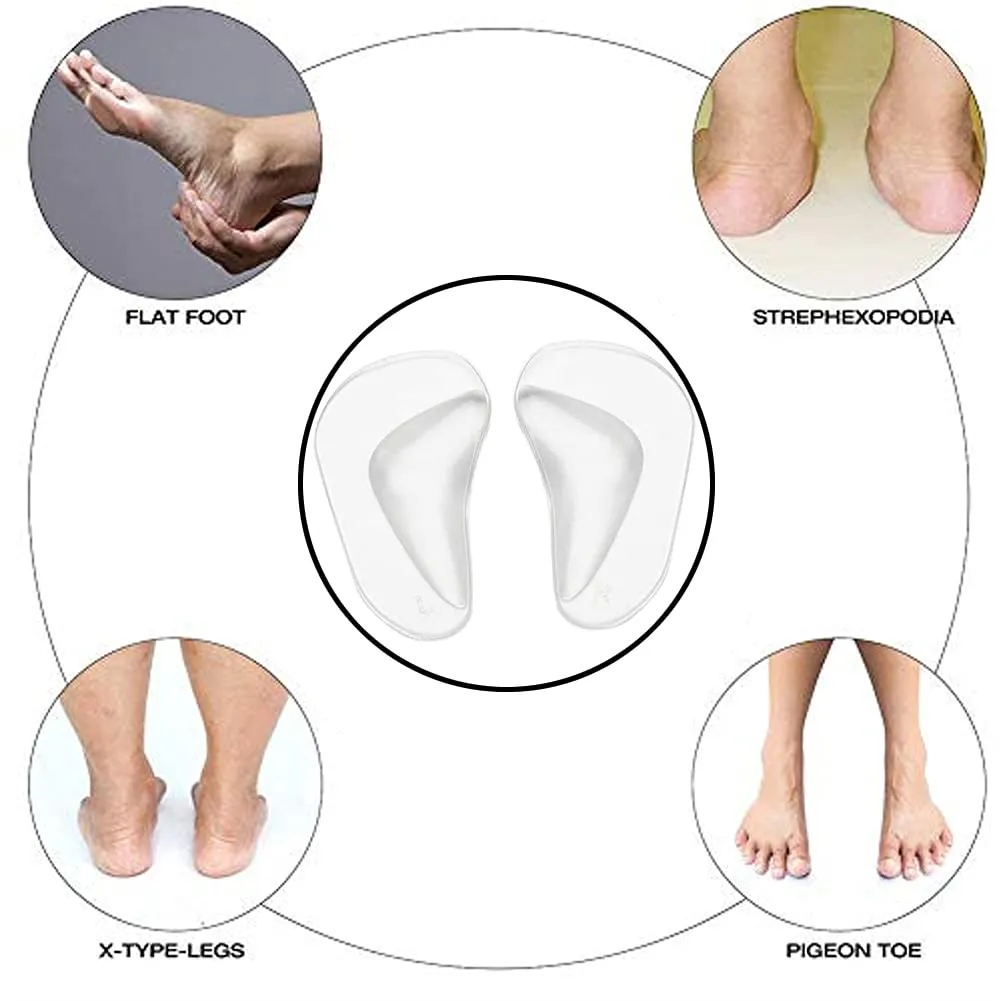 2 Pairs Soft and Comfortable Gel Arch Support Insoles Silicone Orthopedic Flat Feet Orthotic Arch Plantar Fasciitis Shoe Arch Gel High Heel Inserts Cushion Pads for Women Men (Clear) Clear