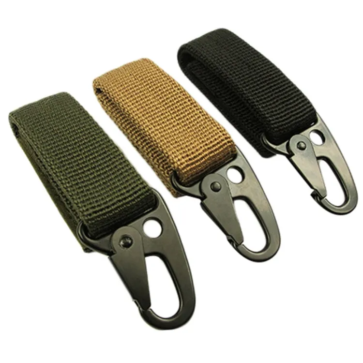 2PCS Outdoor Camping  Carabiner Backpack Hooks Olecranon Molle Hook Survival Gear EDC Nylon Keychain Clasp(Khaki)