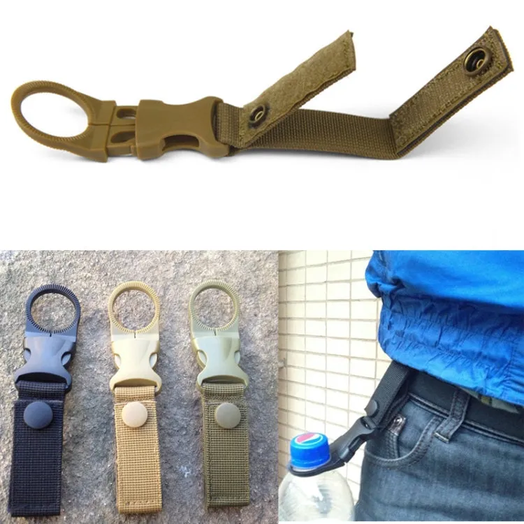 2PCS Webbing outdoor  Carabiner backpack Hanger Hook camp hike Water Bottle clip hang clasp Buckle Holder tool(Army Green)