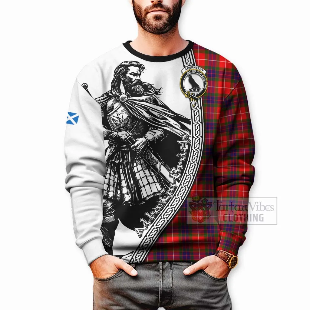 Abernethy Tartan Clan Crest Sweatshirt with Highlander Warrior Celtic Style