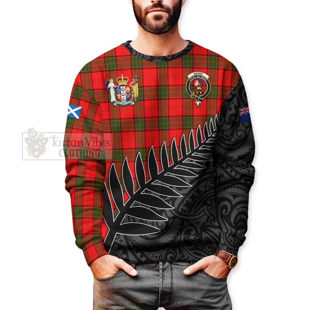 Adair Crest Tartan Sweatshirt with New Zealand Silver Fern Half Style