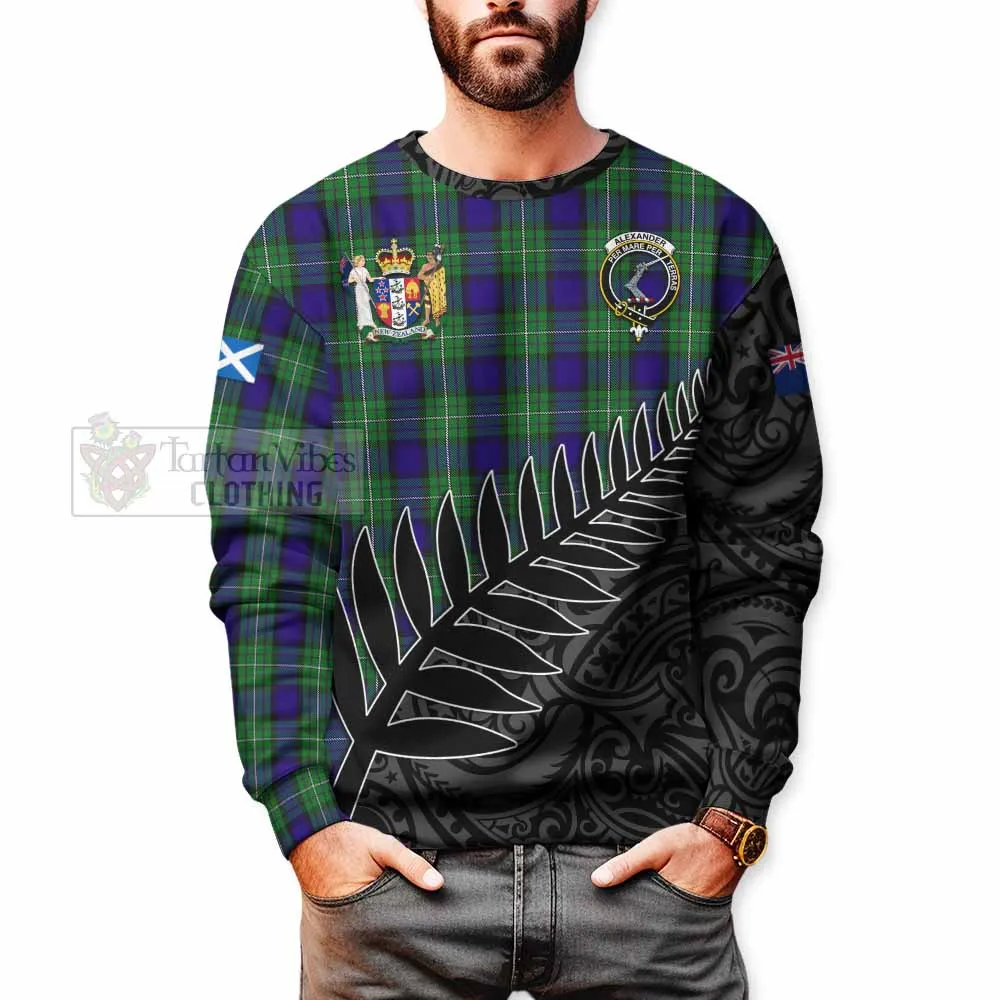 Alexander Crest Tartan Sweatshirt with New Zealand Silver Fern Half Style