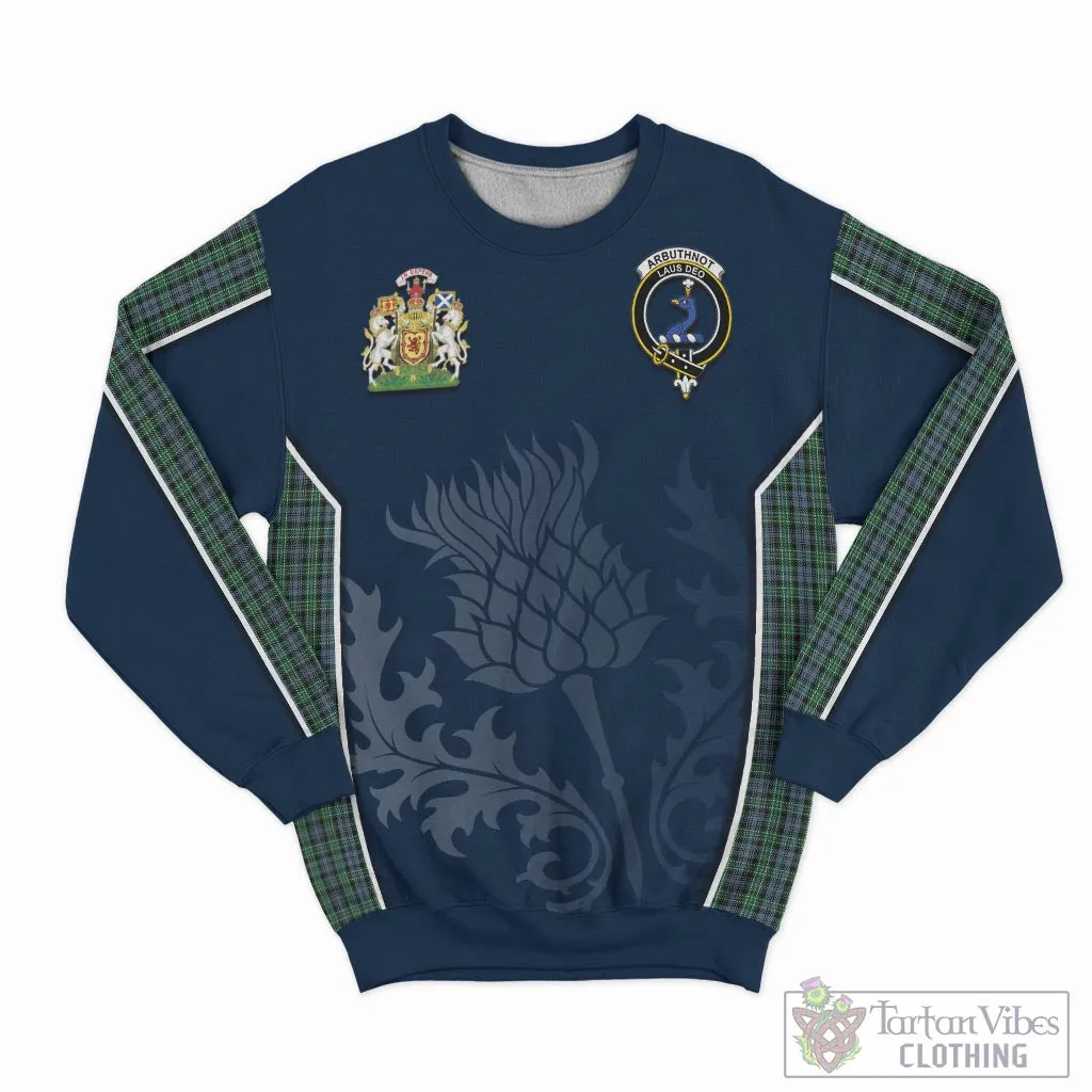 Arbuthnot Tartan Sweatshirt with Family Crest and Scottish Thistle Vibes Sport Style