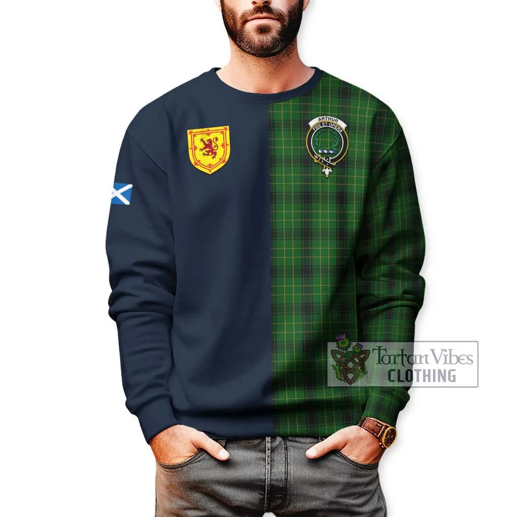 Arthur Highland Tartan Sweatshirt Alba with Scottish Lion Royal Arm Half Style