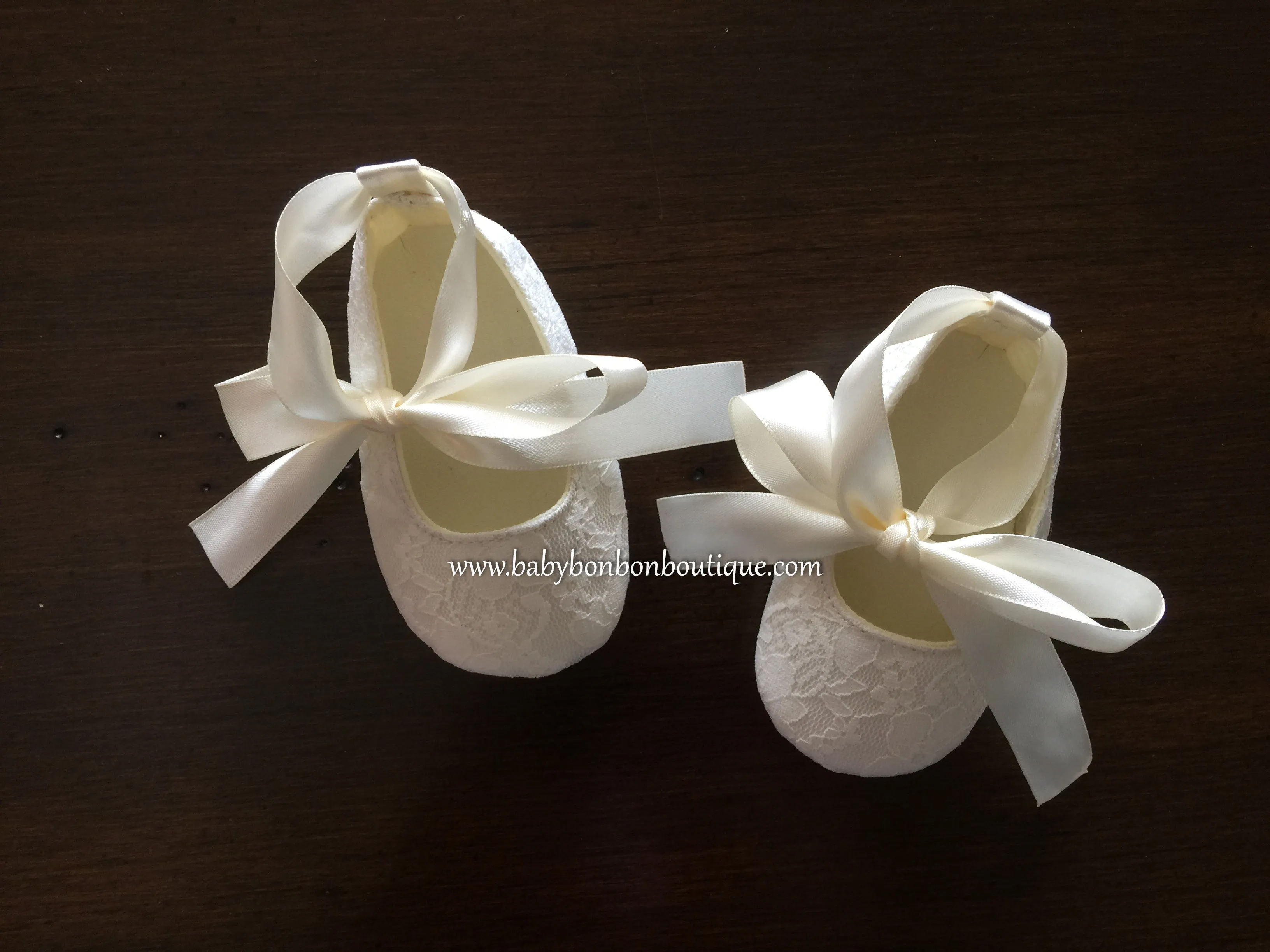 Baby Girl White Baptism Shoes, French White Baby Girl Lace Shoes