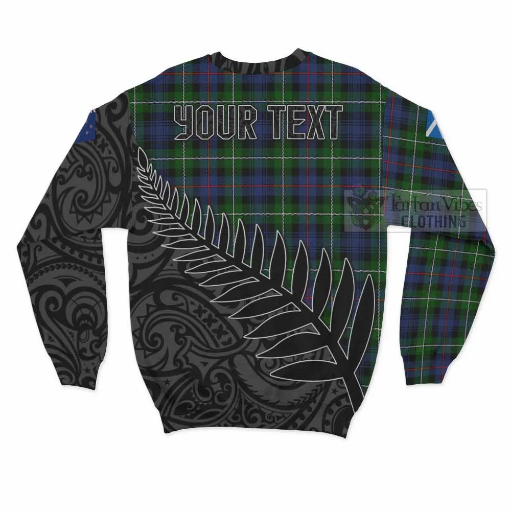 Baillie (Bailey) Crest Tartan Sweatshirt with New Zealand Silver Fern Half Style