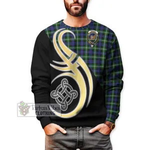 Baillie (Bailey) Tartan Sweatshirt with Family Crest and Celtic Symbol Style