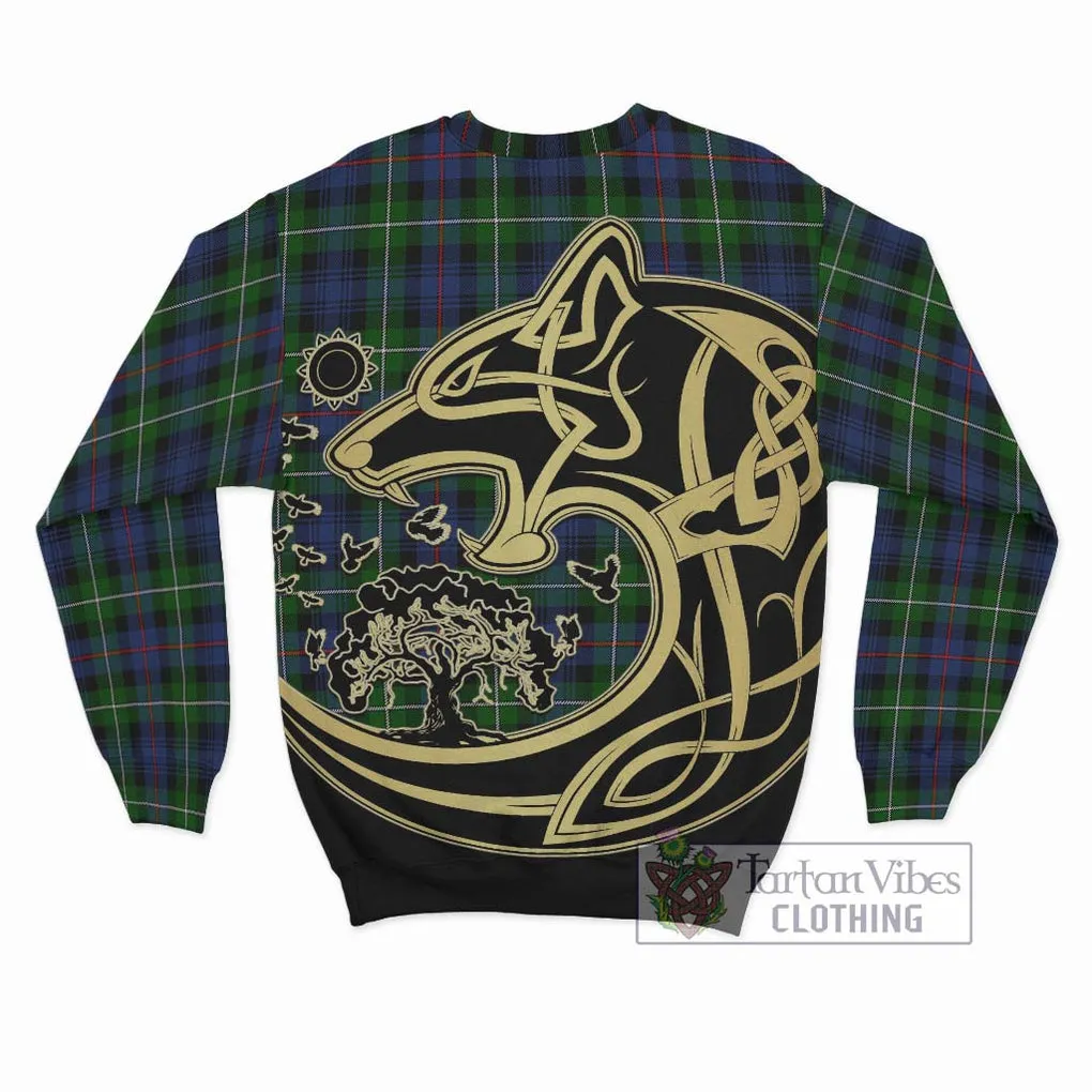 Baillie Tartan Sweatshirt with Family Crest Celtic Wolf Style