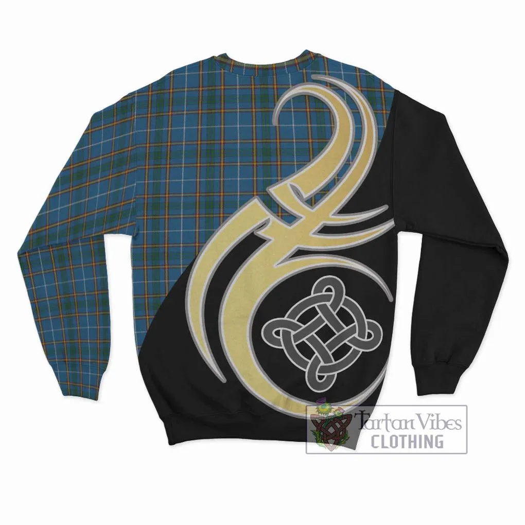 Bain Tartan Sweatshirt with Family Crest and Celtic Symbol Style