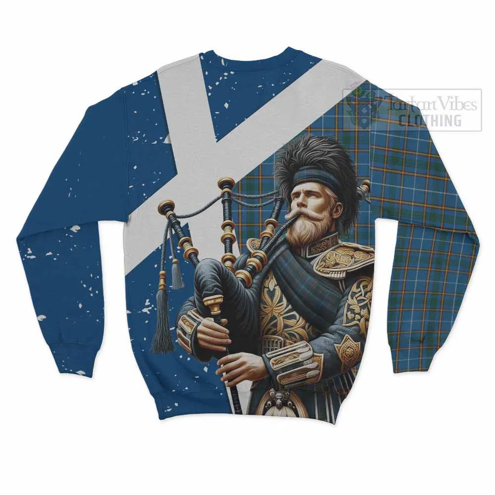 Bain Tartan Sweatshirt with Family Crest Scottish Bagpiper Vibes