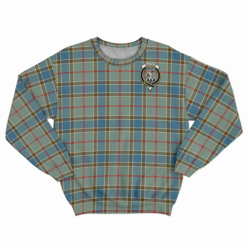 Balfour Blue Tartan Sweatshirt with Family Crest