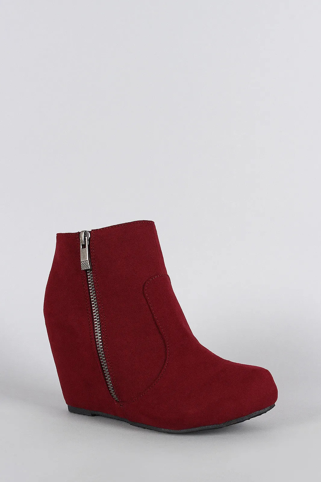 Bamboo Round Toe Wedged Booties