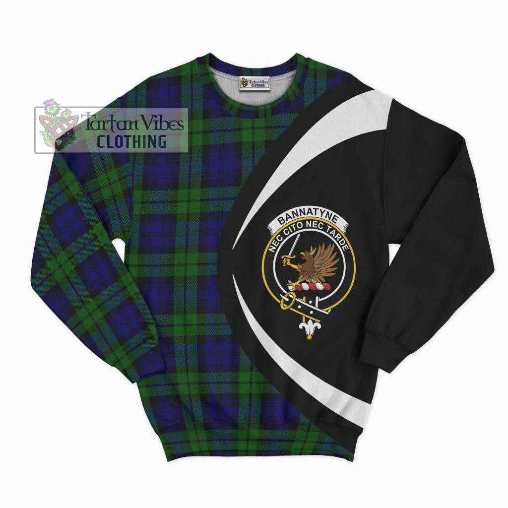 Bannatyne Tartan Sweatshirt with Family Crest Circle Style