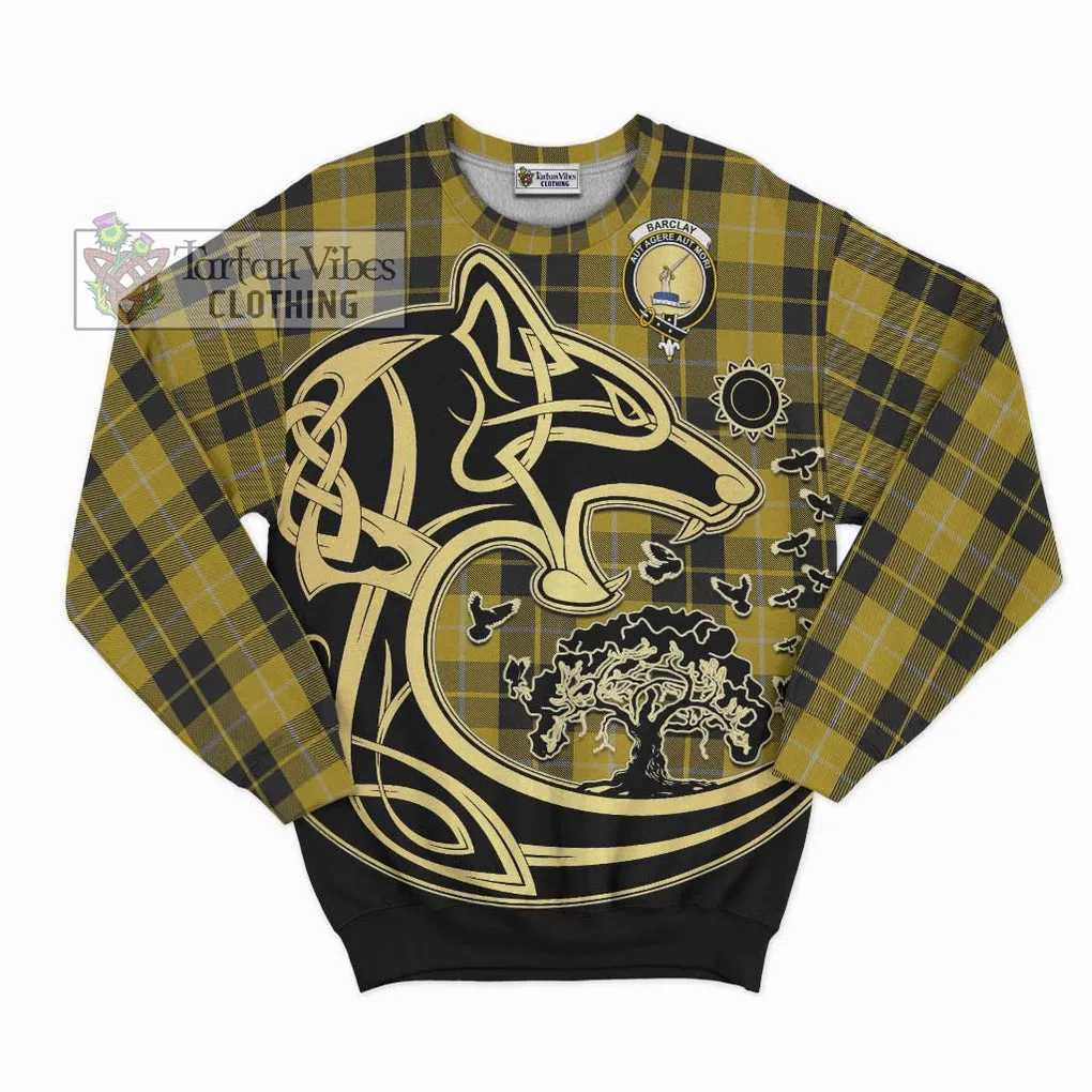 Barclay Dress Tartan Sweatshirt with Family Crest Celtic Wolf Style