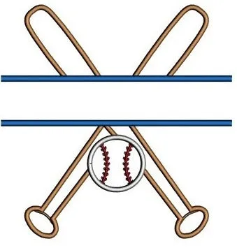 Baseball Bats Split Crossed with a baseball Design Machine Embroidery Digitized Applique Pattern - Instant Download - 4x4 , 5x7, 6x10