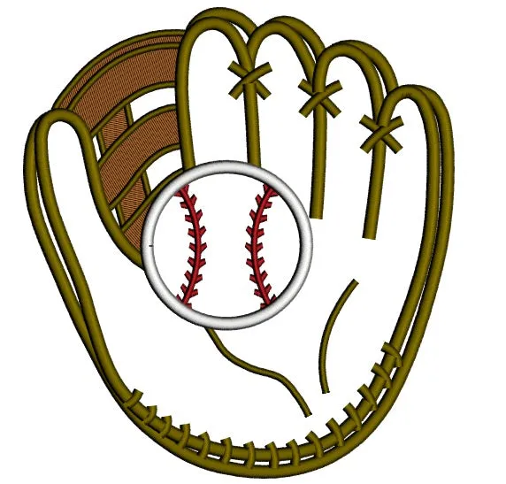 Baseball Mitt (Glove) with a ball Applique Machine Embroidery Digitized Design Pattern