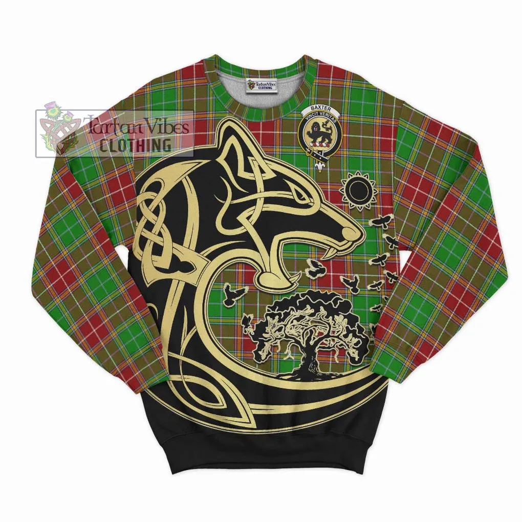 Baxter Modern Tartan Sweatshirt with Family Crest Celtic Wolf Style