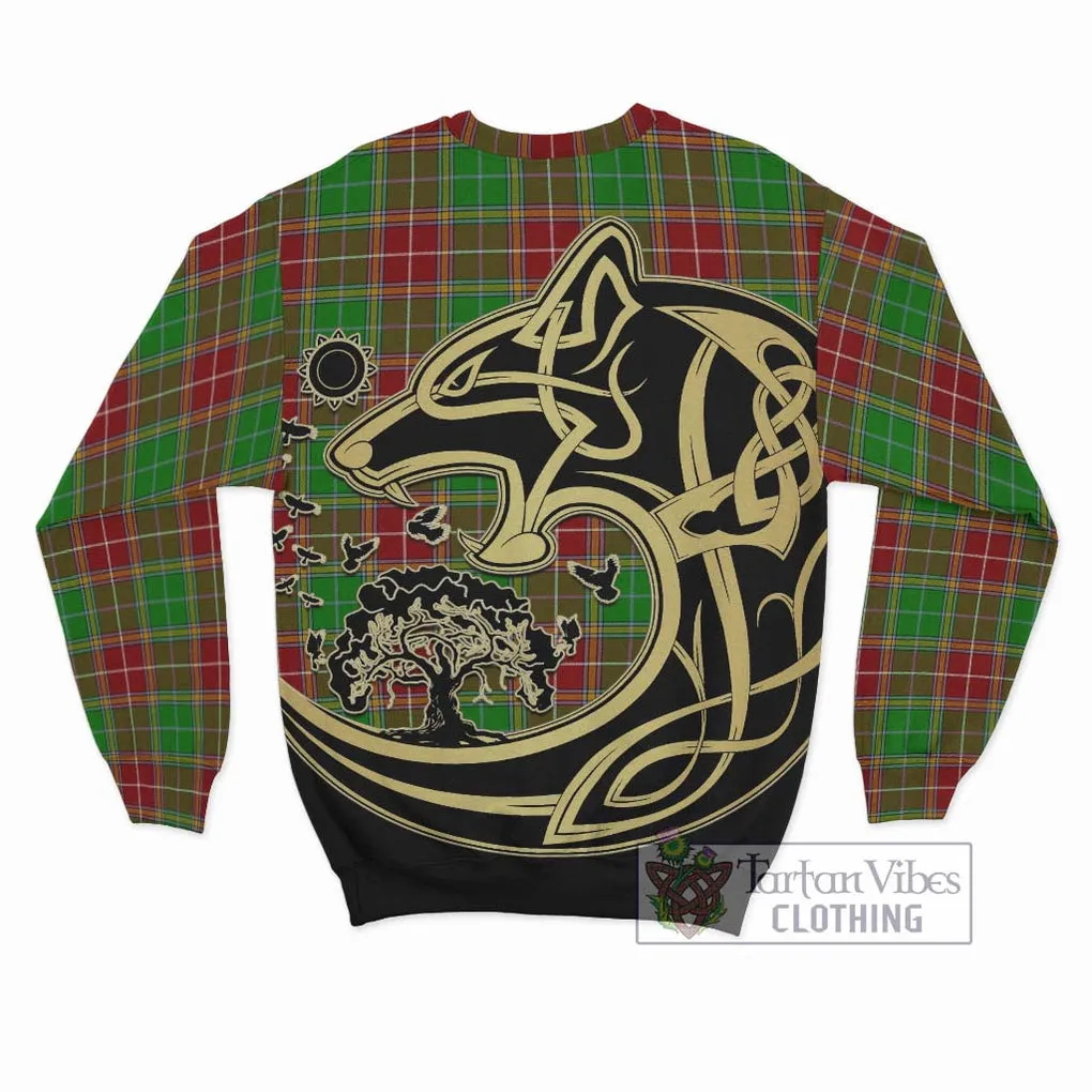 Baxter Modern Tartan Sweatshirt with Family Crest Celtic Wolf Style