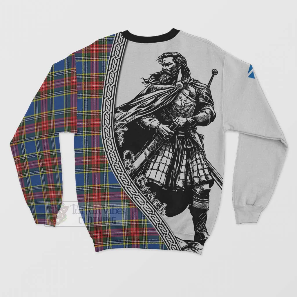 Bethune Tartan Clan Crest Sweatshirt with Highlander Warrior Celtic Style