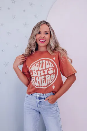 Better Days... Cropped Graphic Tee - Rust