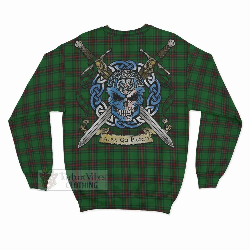 Beveridge Tartan Sweatshirt with Family Crest Celtic Skull Style