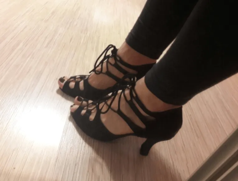 Black Strappy Latin Salsa Bachata Dance Heels