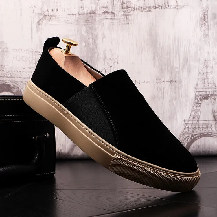 Black Suede Leather Flat Loafers Shoes