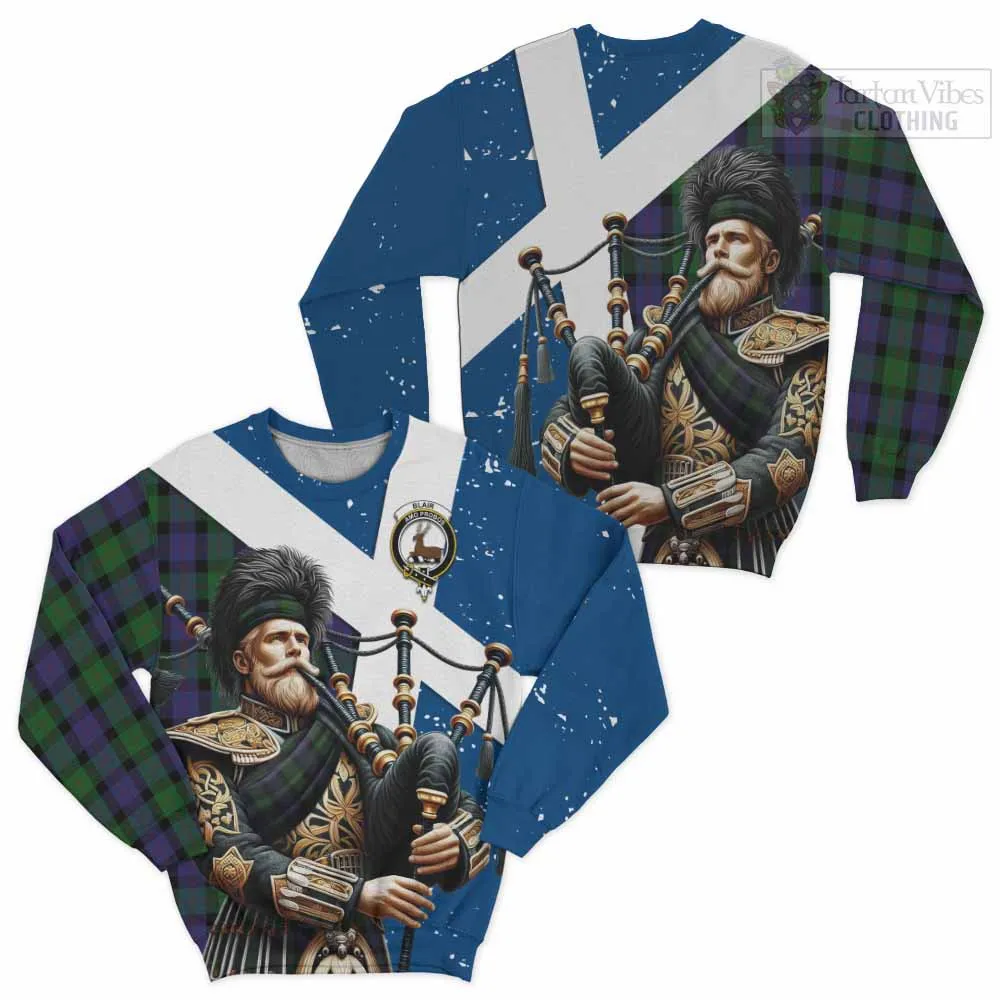 Blair Tartan Sweatshirt with Family Crest Scottish Bagpiper Vibes