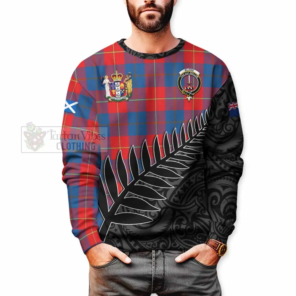 Blane Crest Tartan Sweatshirt with New Zealand Silver Fern Half Style