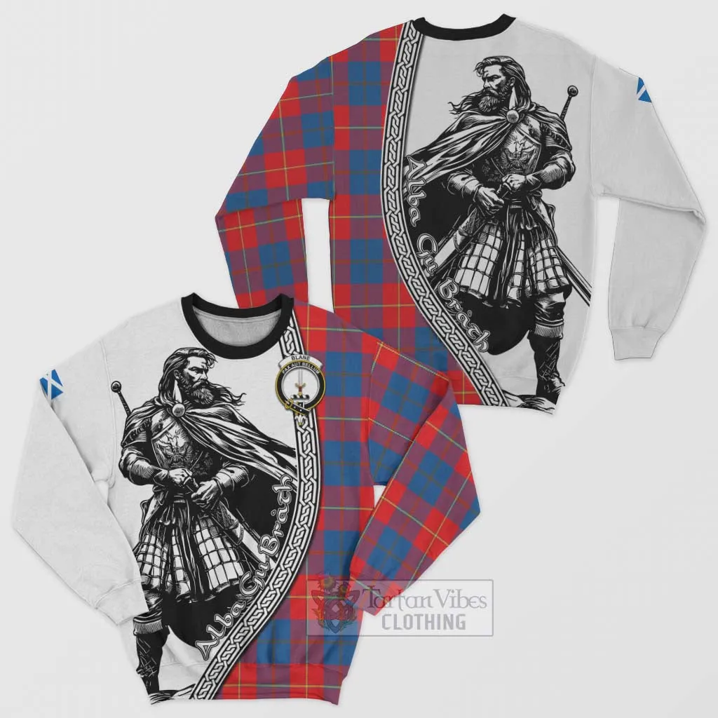 Blane Tartan Clan Crest Sweatshirt with Highlander Warrior Celtic Style