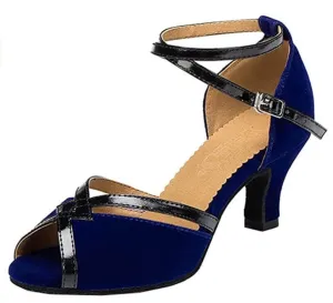 Blue Suede Ballroom Dance Shoes Latin Salsa Dance Heels