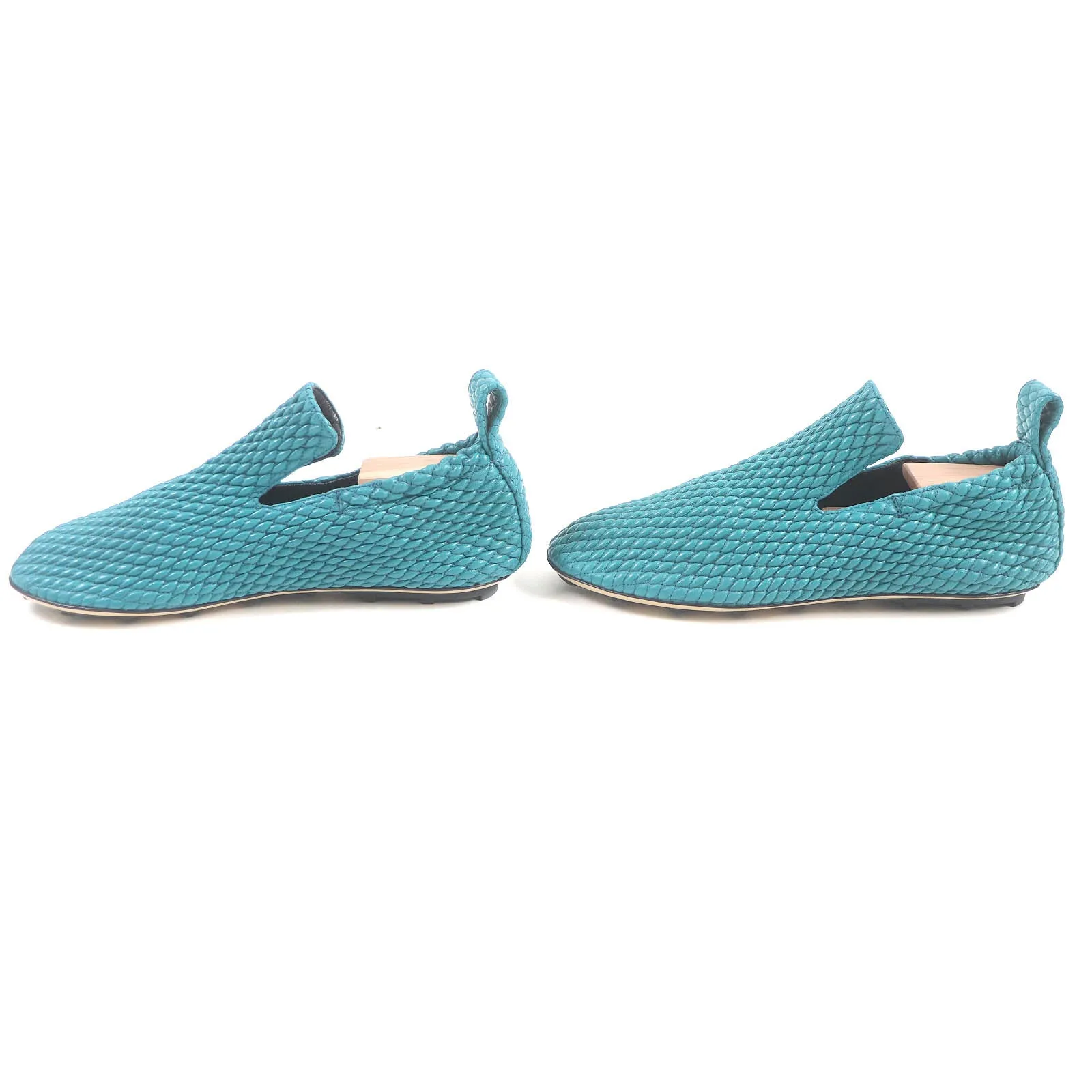 Bottega Veneta Leather Slip-On Shoes Turquoise 39