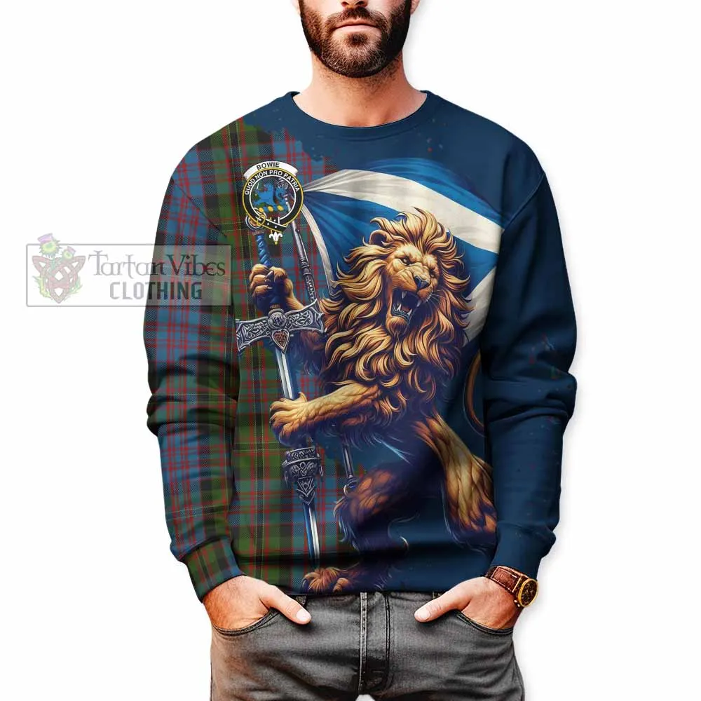 Bowie Tartan Family Crest Sweatshirt with Scottish Majestic Lion