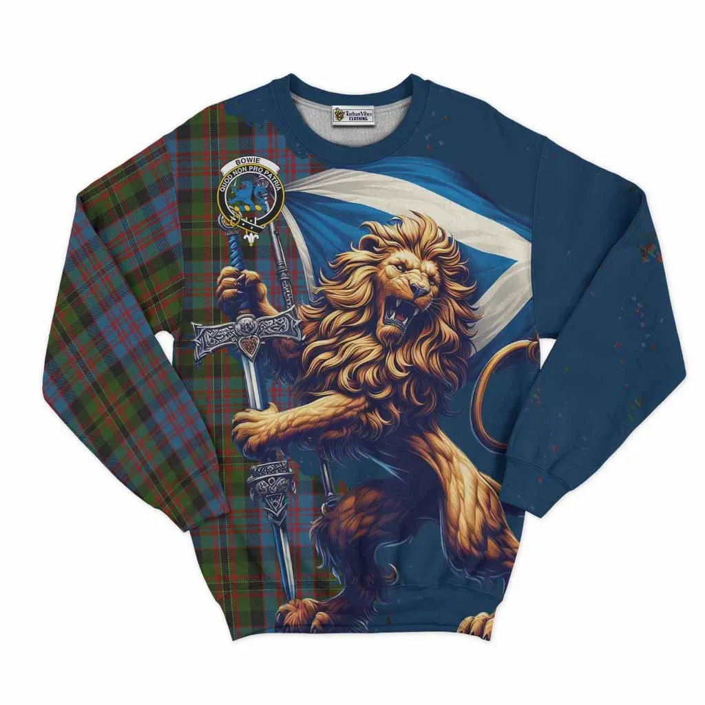 Bowie Tartan Family Crest Sweatshirt with Scottish Majestic Lion