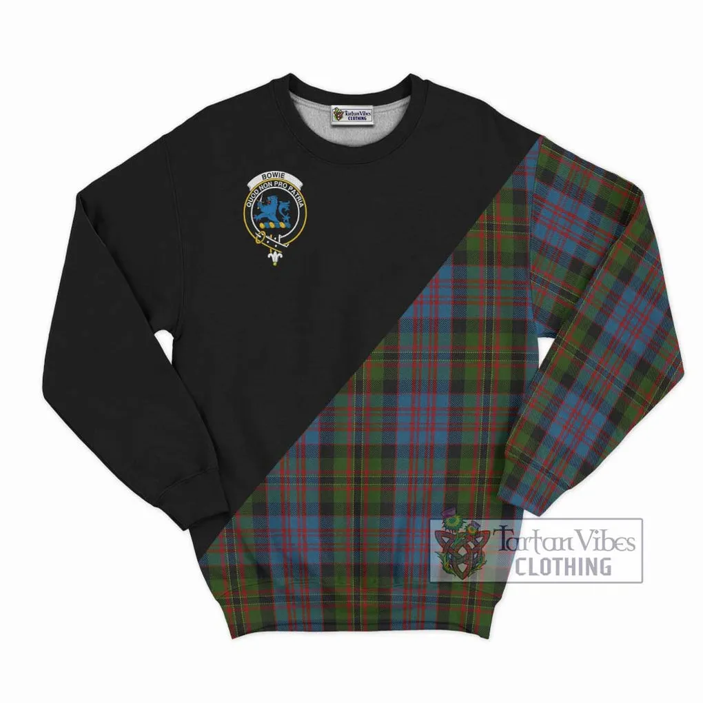 Bowie Tartan Sweatshirt with Family Crest and Military Logo Style