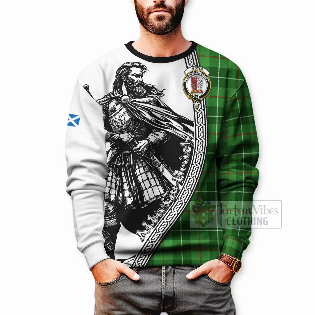 Boyle Tartan Clan Crest Sweatshirt with Highlander Warrior Celtic Style