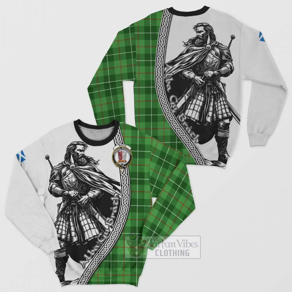 Boyle Tartan Clan Crest Sweatshirt with Highlander Warrior Celtic Style