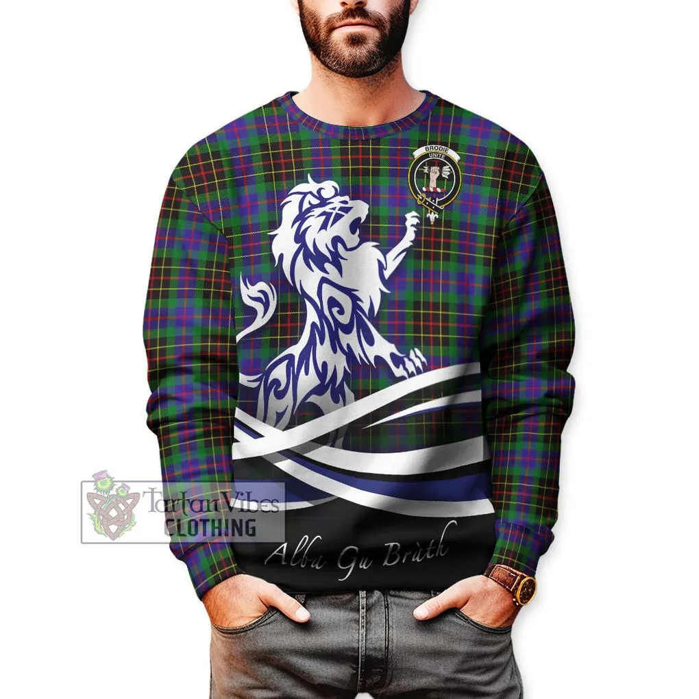 Brodie Hunting Modern Tartan Sweatshirt with Alba Gu Brath Regal Lion Emblem