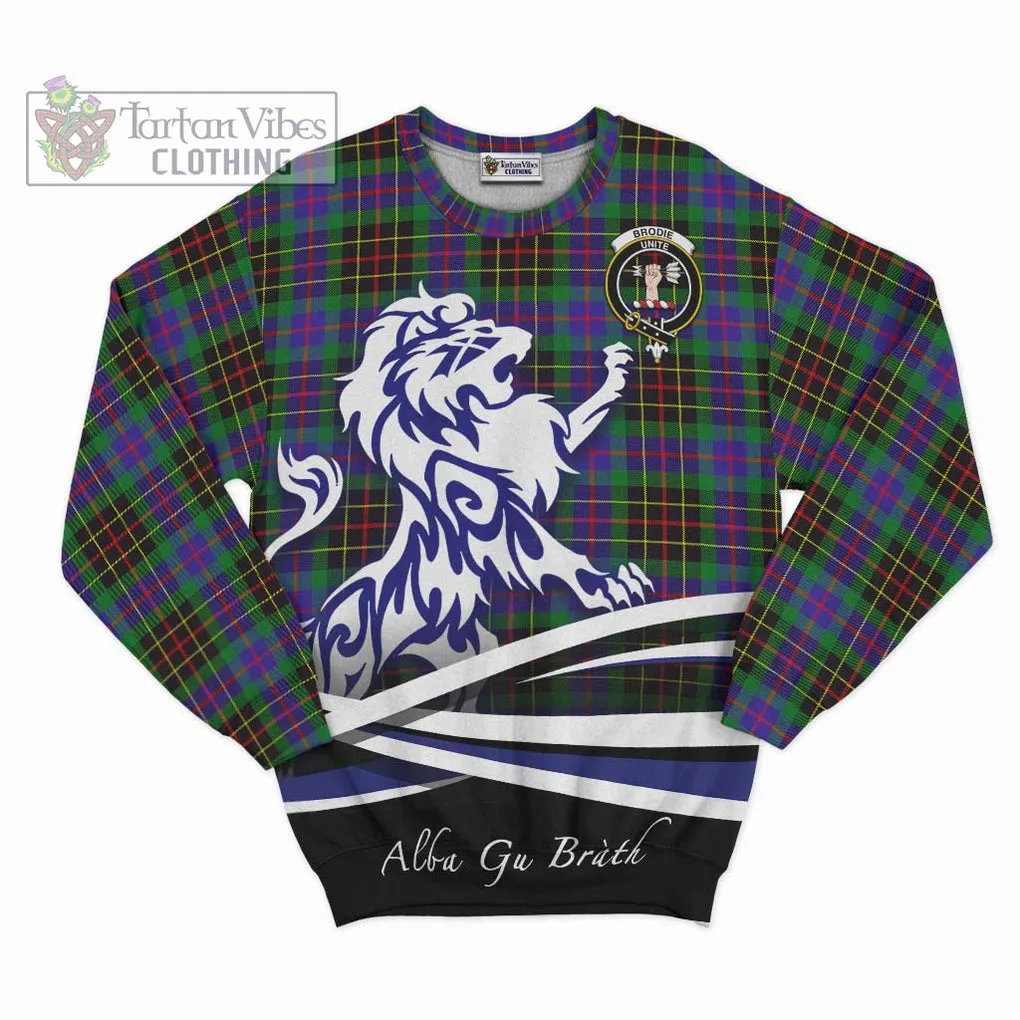 Brodie Hunting Modern Tartan Sweatshirt with Alba Gu Brath Regal Lion Emblem