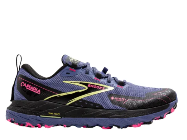 Brooks Cascadia 18 GTX Ladies Trail Running Shoe (Grey Blue/Black/Pink)