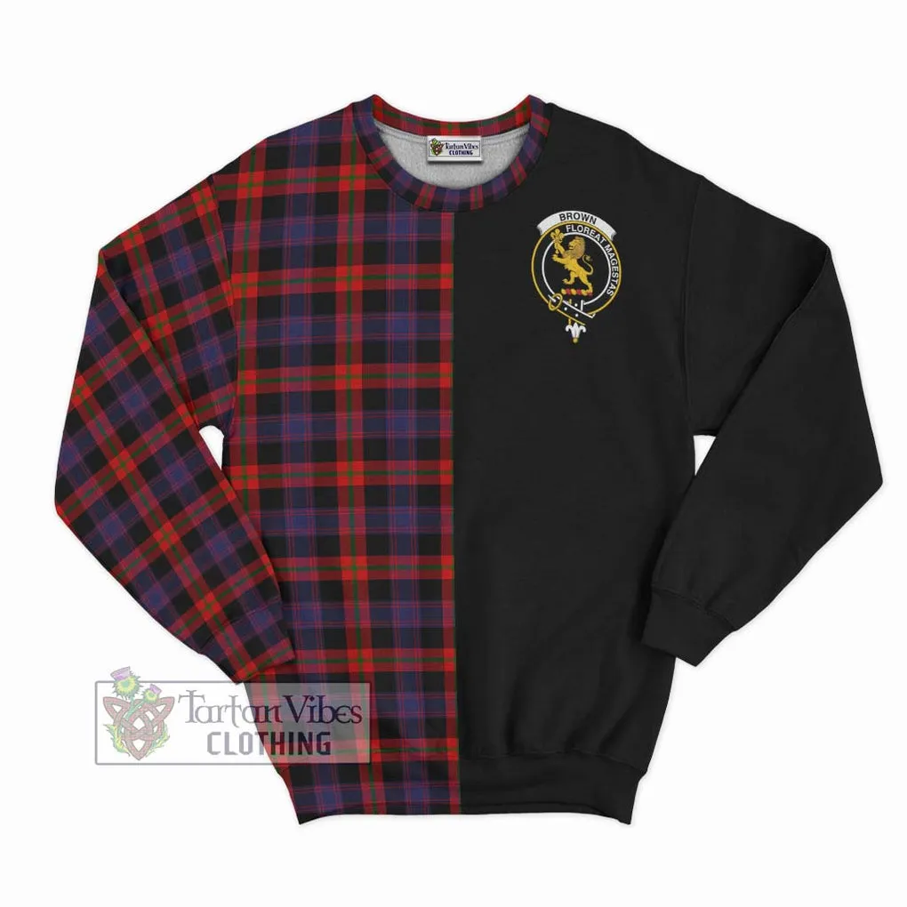 Brown (Broun) Tartan Sweatshirt with Family Crest and Half Of Me Style