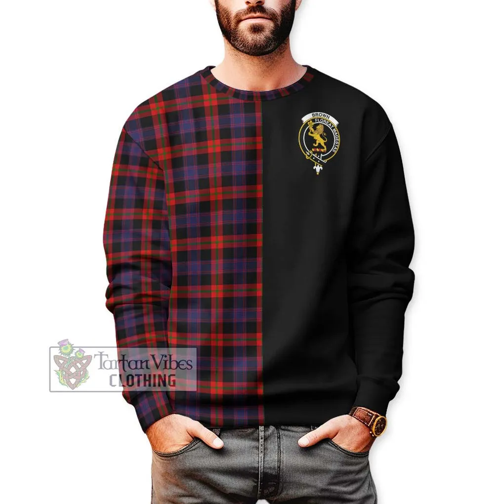 Brown (Broun) Tartan Sweatshirt with Family Crest and Half Of Me Style