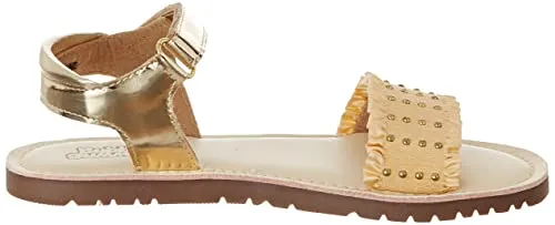 Bubblegummers Ruffle Girl sandal In Yellow Beige Gold