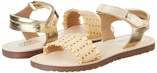 Bubblegummers Ruffle Girl sandal In Yellow Beige Gold