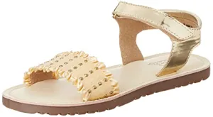 Bubblegummers Ruffle Girl sandal In Yellow Beige Gold