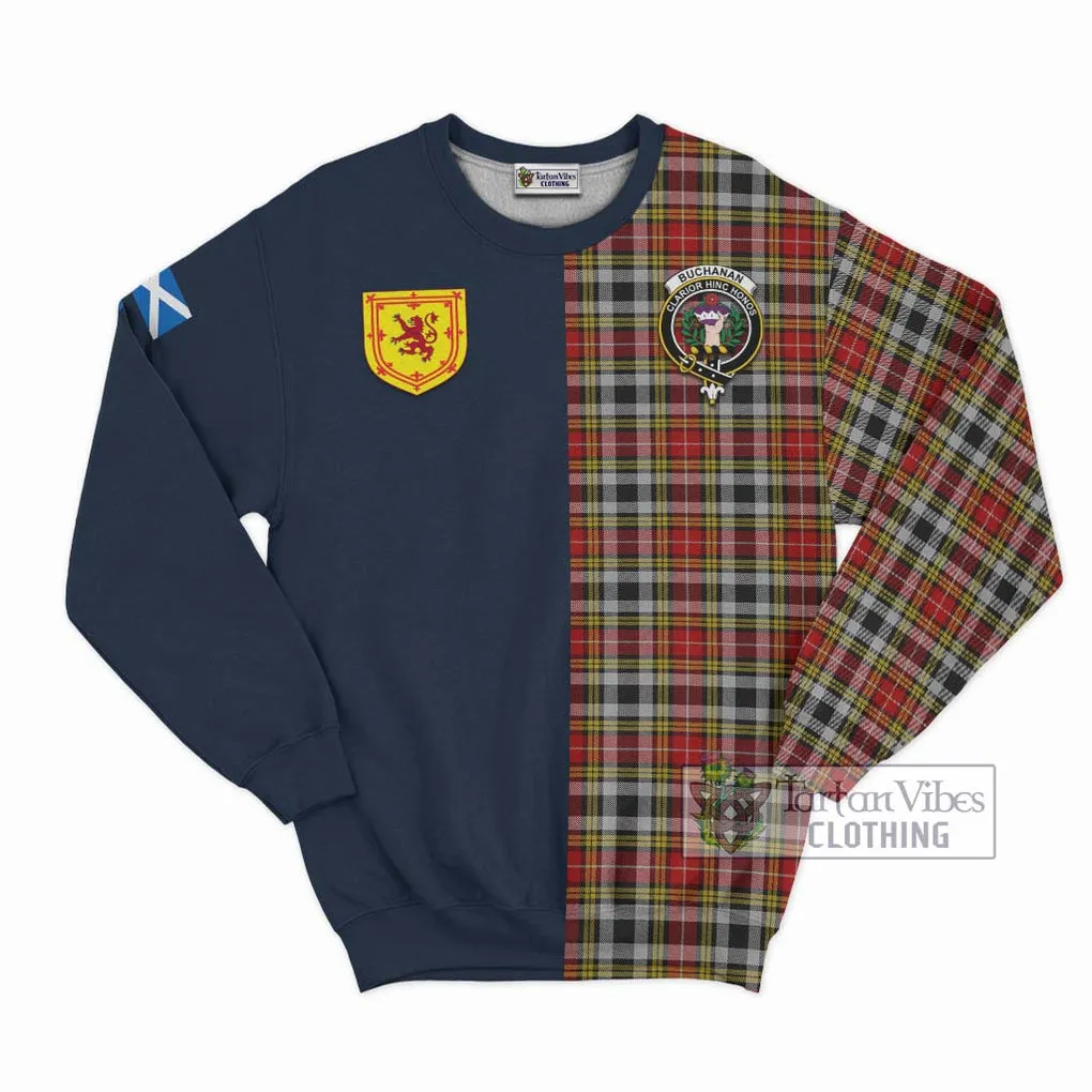 Buchanan Old Dress Tartan Sweatshirt Alba with Scottish Lion Royal Arm Half Style