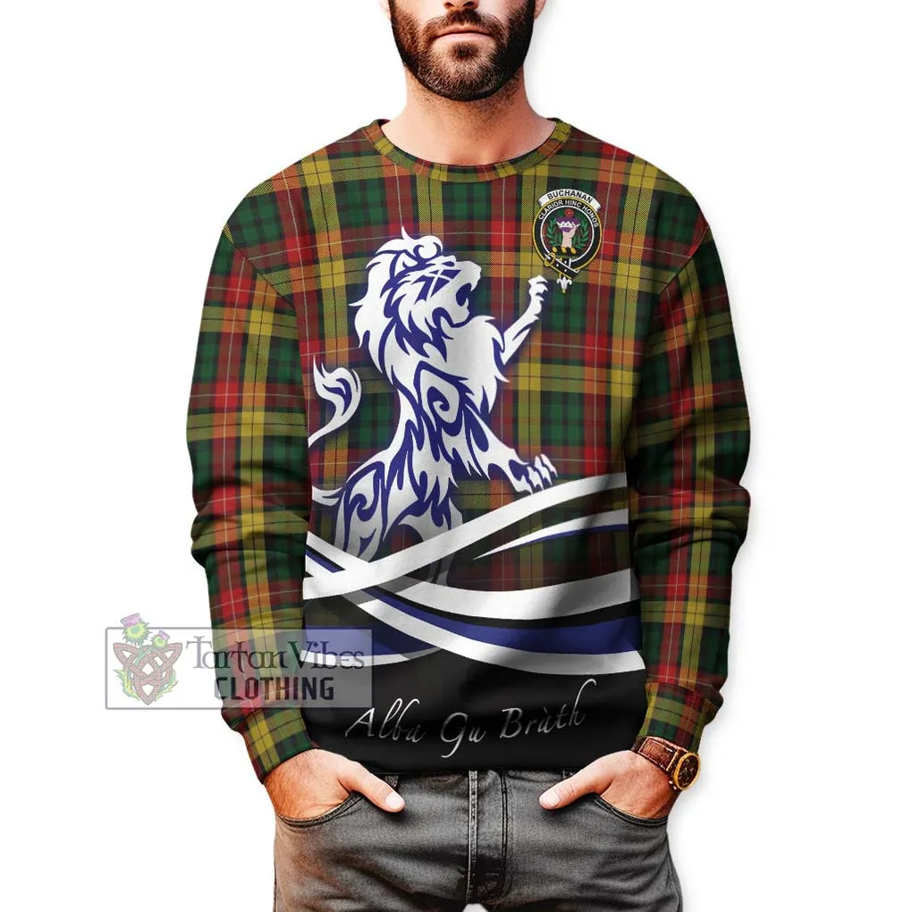 Buchanan Tartan Sweatshirt with Alba Gu Brath Regal Lion Emblem