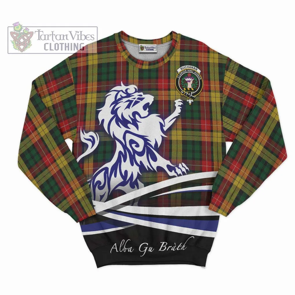 Buchanan Tartan Sweatshirt with Alba Gu Brath Regal Lion Emblem