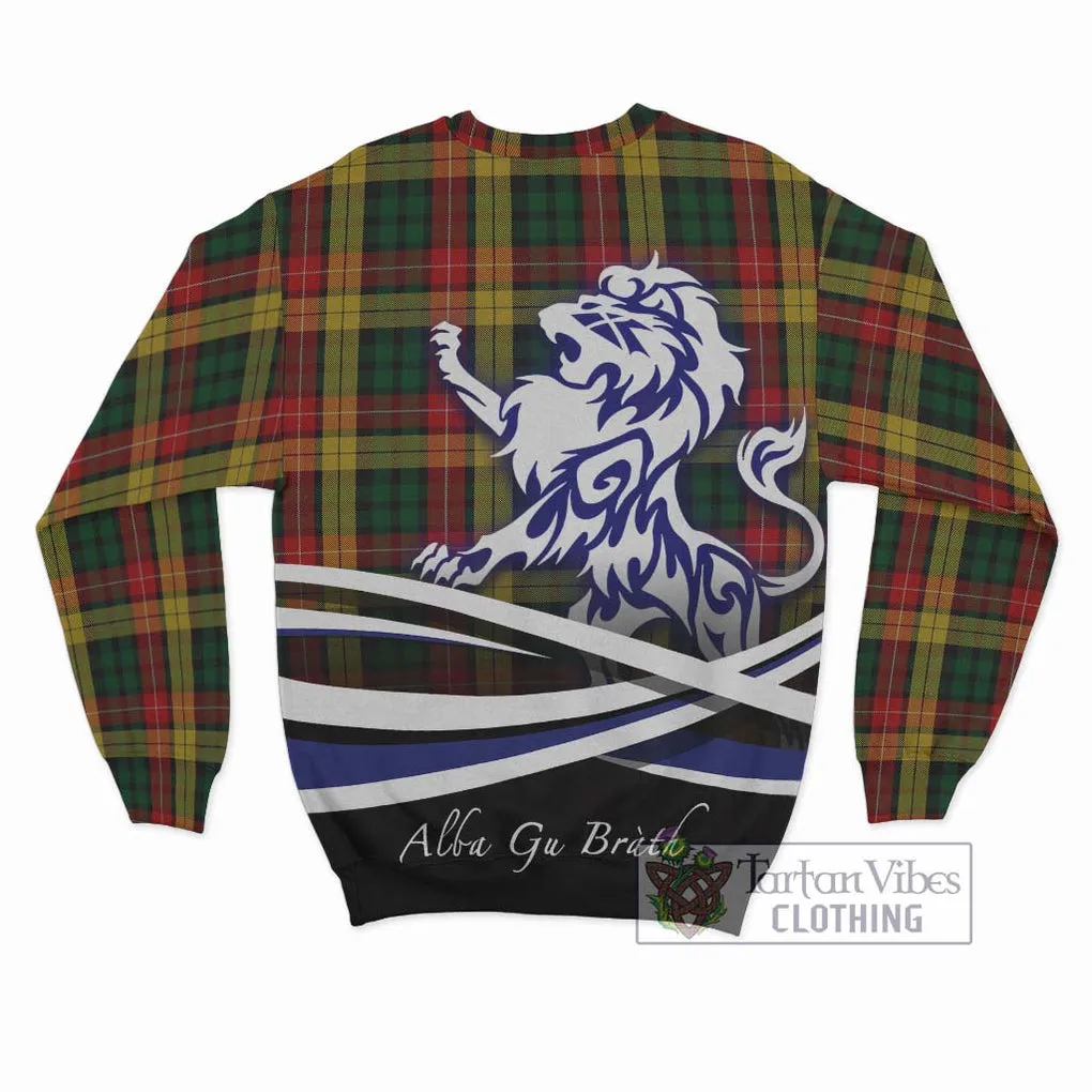 Buchanan Tartan Sweatshirt with Alba Gu Brath Regal Lion Emblem